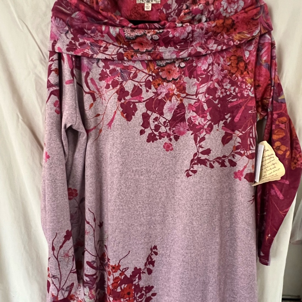 ONE WORLD Pink and Plum Floral Legging and Tunic Set
